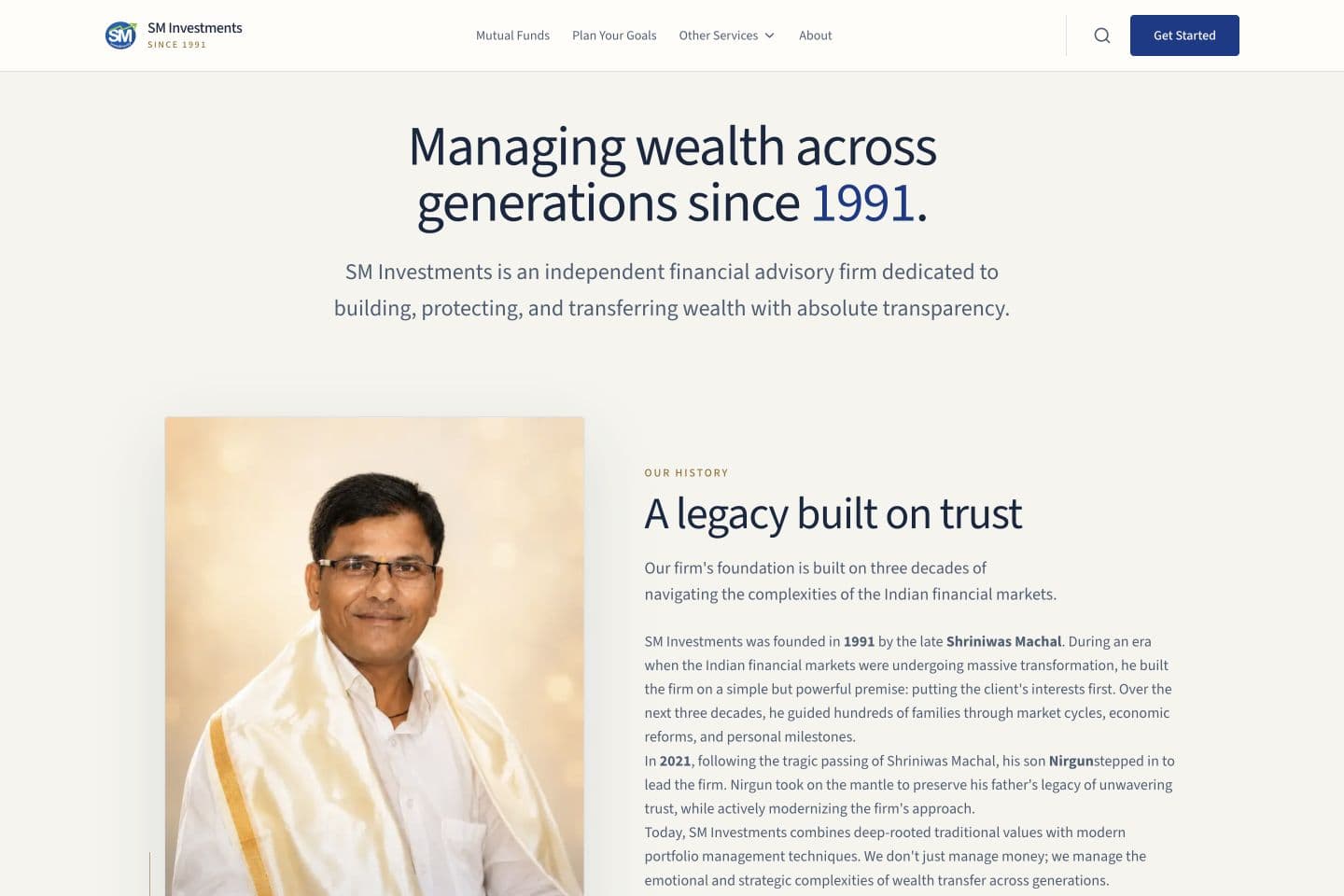 SM Investments page presenting company and trust information